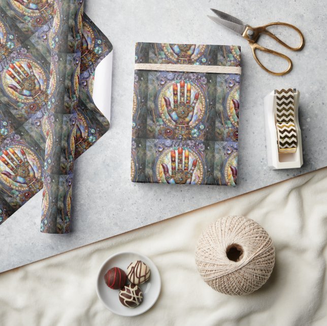 Drittes Auge Mystisches Palm Geschenkpapier (Kunsthandwerk)