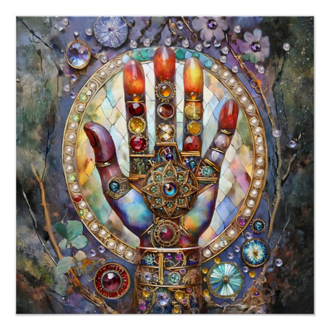 Drittes Auge Mystisches Palm Poster (Vorderseite)