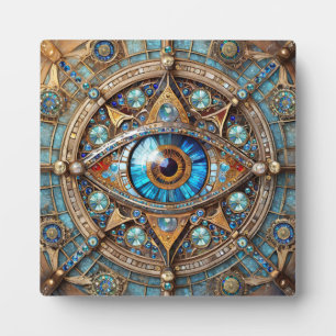 Drittes Auge - Türkisblau Gold Mandala Fotoplatte