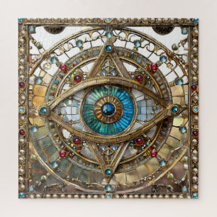 Drittes Auge Verzierte Fensterscheibe Puzzle