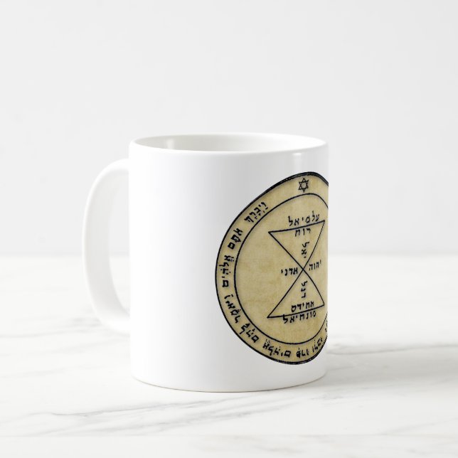 Drittes Pentagramm Venus ATTRACT LIEBE/RESPEKT Kaffeetasse (Vorderseite Links)