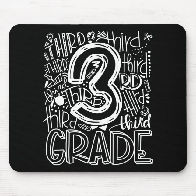 Drittes Typografie-Team Kinder-Lehrer zurück Mousepad (Vorne)