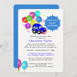 Drive by Baby Dusche Niedlich Car Blue Baby Boy Einladung