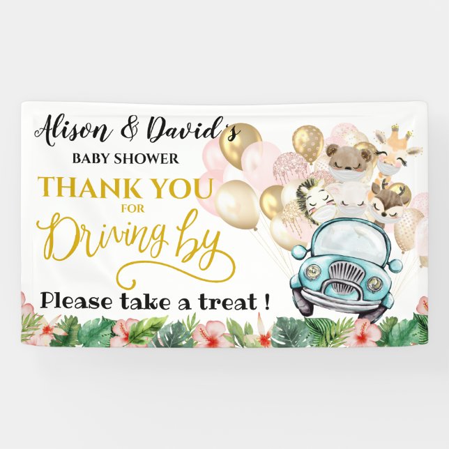 Drive by Baby Dusche WELCOME BANNER | Niedlich Saf (Horizontal)