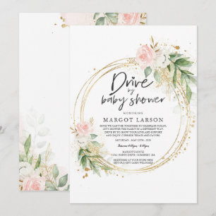 Drive by Baby Duwer Einladung Grün Pink Gold