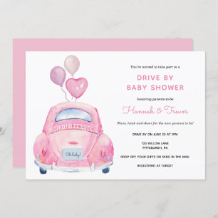 Drive by Baby Girl Dusche Einladung
