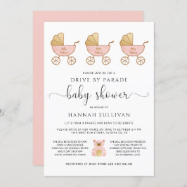 Drive by Baby Girl Dusche | Retro Carriage Pink Einladung