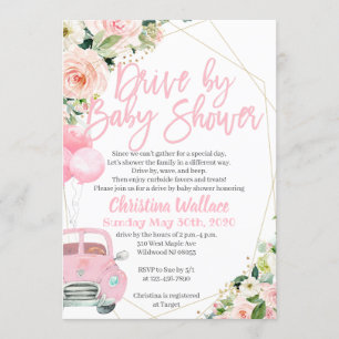 Drive By Baby Shower Einladungen für ein Mädchen