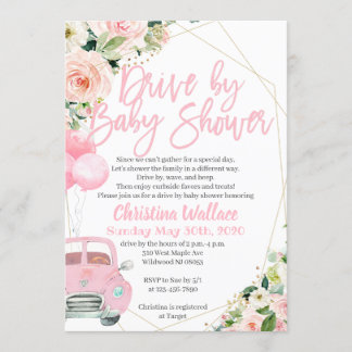 Drive By Baby Shower Einladungen für ein Mädchen