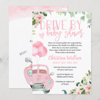 Drive by Baby Shower Einladungen für Mädchen