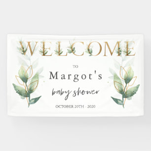 Drive by Baby Shower Green und Gold Banner