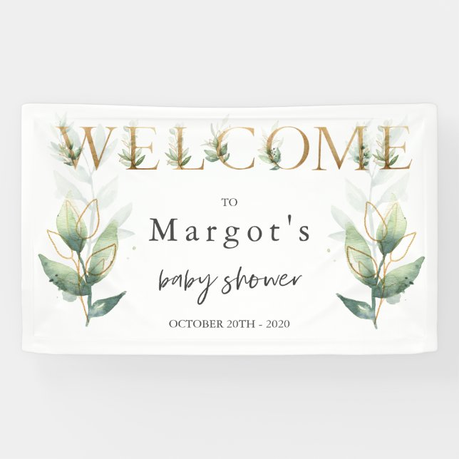 Drive by Baby Shower Green und Gold Banner (Horizontal)