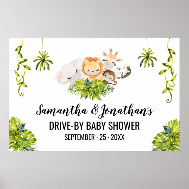 Drive-by Baby Shower Jungle Wild Animals Poster (Vorne)