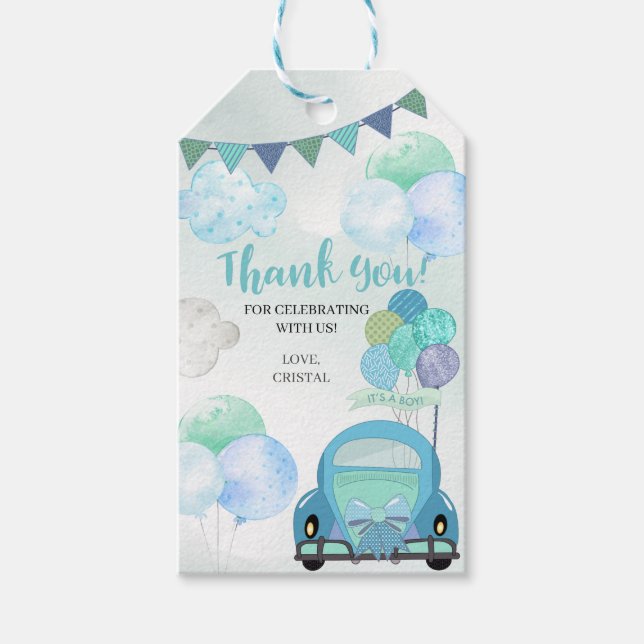 Drive by Baby Showfavorit Geschenkanhänger (Vorderseite)