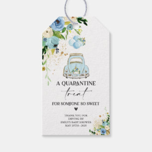 Drive by Baby Showvorteil Tag Blue Floral Geschenkanhänger