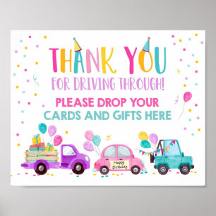Drive By Birthday Party Girl Sign Cards und Gesche Poster