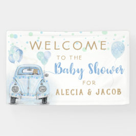 Drive by Boy Baby Dusche Gold Blue Car Banner