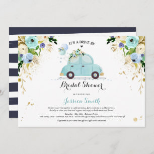 Drive by Bridal Dusche Einladung Blauer Blauer Flu