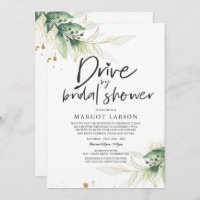 Drive by Bridal Dusche Einladung Grün & Gold