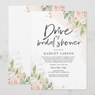 Drive by Bridal Dusche Einladung Grün & Gold