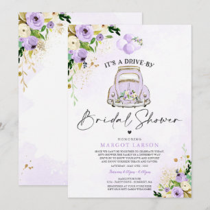Drive by Bridal Dusche Einladung Lila Blumen