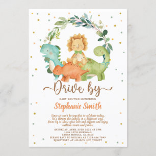 Drive by Dinosaurs Boy Baby Dusche Einladung