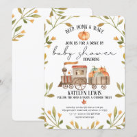 Drive by Pumpkin Baby Dusche Einladung mit Zug