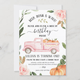 Drive by Pumpkin Birthday Einladung