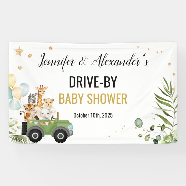Drive-by Safari Baby Shower Banner (Horizontal)