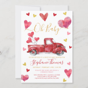 Drive By Valentine Baby Shower with Hearts Einladung