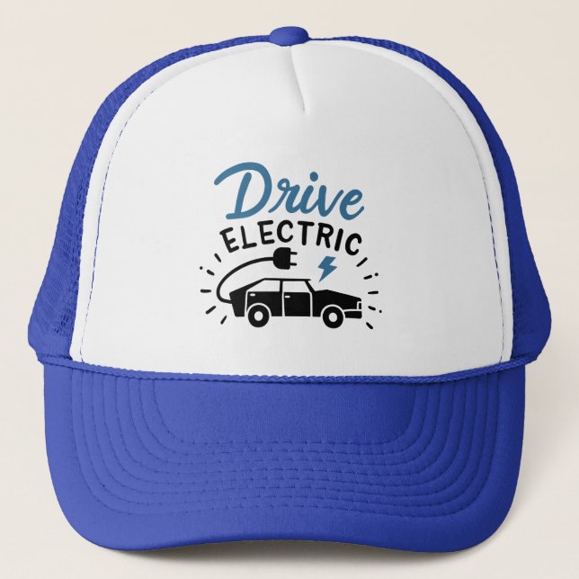 Drive Electric Blue Black Automobile Truckerkappe (Vorderseite)