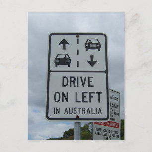 Drive On Verlassen in Australien-Zeichen Postkarte