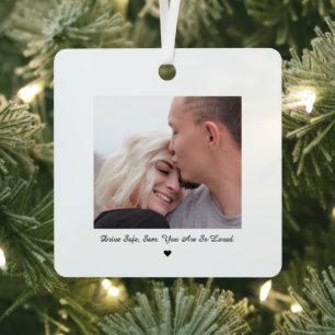 Drive Safe Minimal Foto Car Ornament