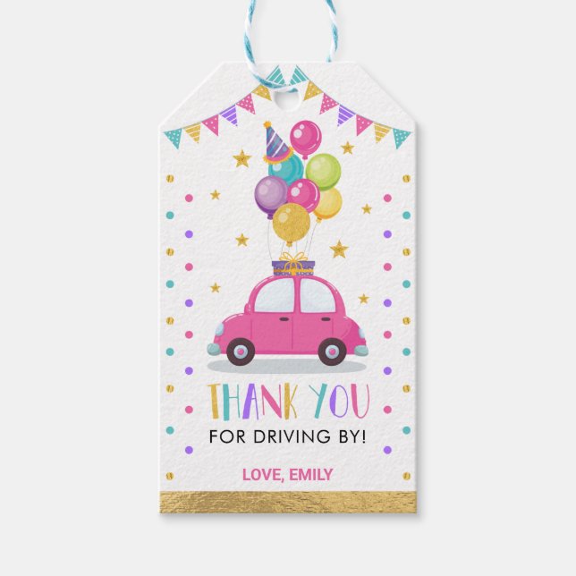 Drive Through Girl Birthday Sweet Leckereien Gefal Geschenkanhänger (Vorderseite)