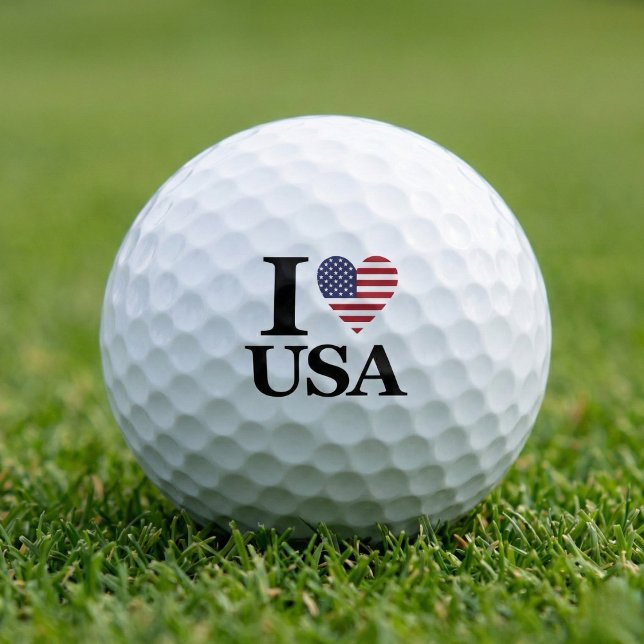 Drive with Pride: "I ❤️ USA" Golf Balls Golfball (The Patriotic Drive.)