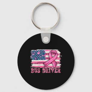 Driver American Flag Pink Ribbon Brustkrebs Awa Schlüsselanhänger