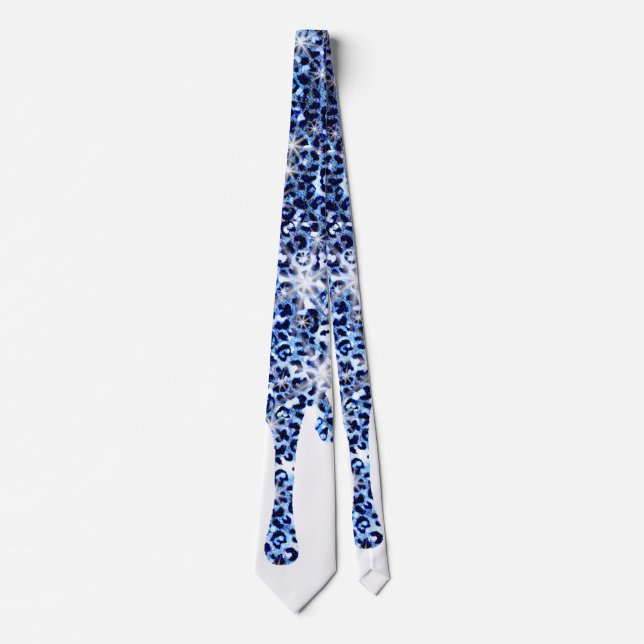 Driving Blue Cheetah Glitzern Neck Tie Krawatte (Vorderseite)