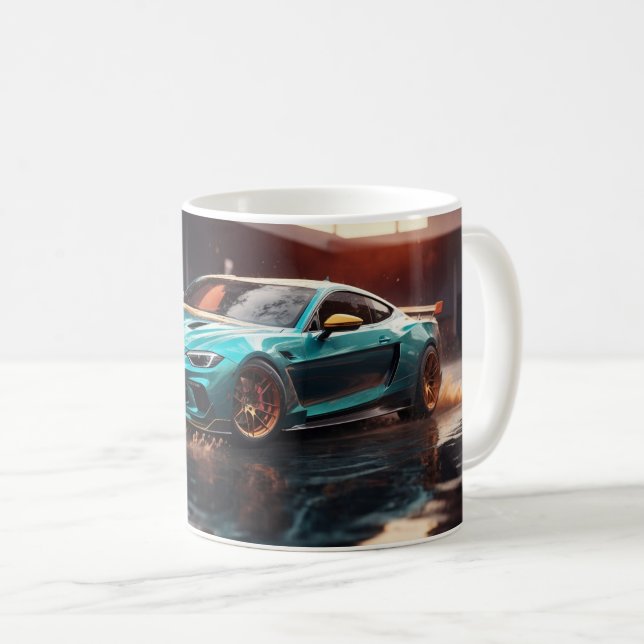 Driving Classic Blue Sports Car Kaffeetasse (VorderseiteRechts)