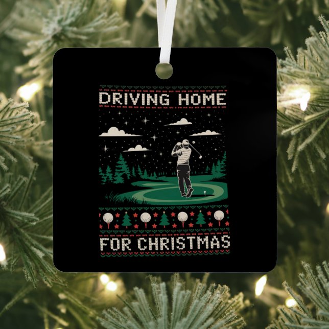 Driving Home For Christmas Golf Funny Ugly Xmas  Ornament Aus Metall (InSitu)