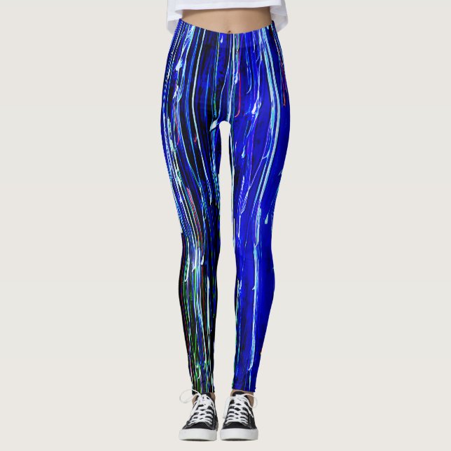 Driving Lines Abstrakt Art Leggings Blue (Vorderseite)