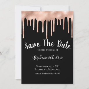 Driving Rose Gold Schwarz-weiße trendige Hochzeit Save The Date