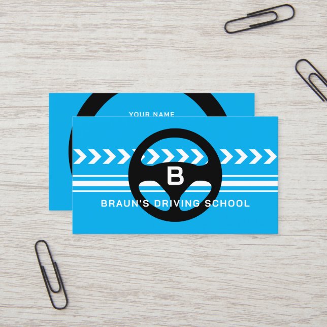 Driving school logo business card template visitenkarte (Vorderseite/Rückseite Beispiel)