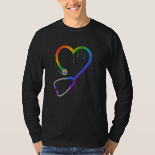 Driving Stethoscope Heart Nurse Doctor Rainbow LG T-Shirt