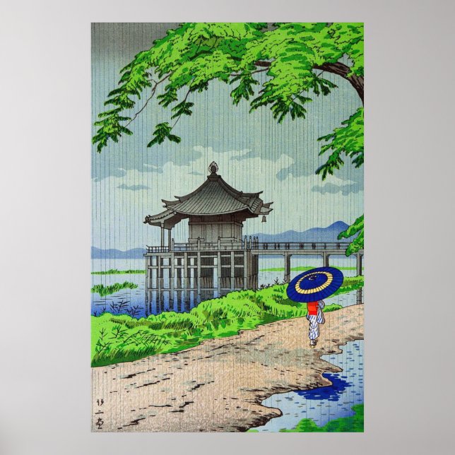 Drizzling Rain in Ukimido Fujishima Takeji 1950er Poster (Vorne)