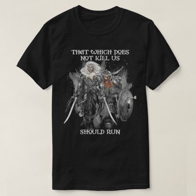 Drizzt Do'Urden und Bruenor Battle Hammer Premium T-Shirt (Design vorne)