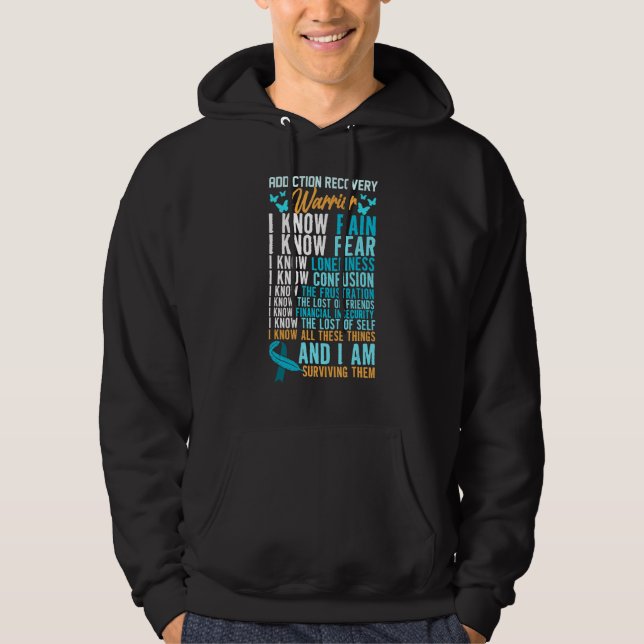 Droge Alcohol Gambling Erholung Warrior Hoodie (Vorderseite)