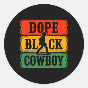 Drogen Schwarzer Cowboy Western Style Rodeo Melani Runder Aufkleber