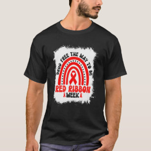 Drogenfrei, der Weg zu sein, Rote-Schleife-Bewusst T-Shirt
