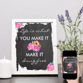 Drogenkarton und Blumengesicht Poster