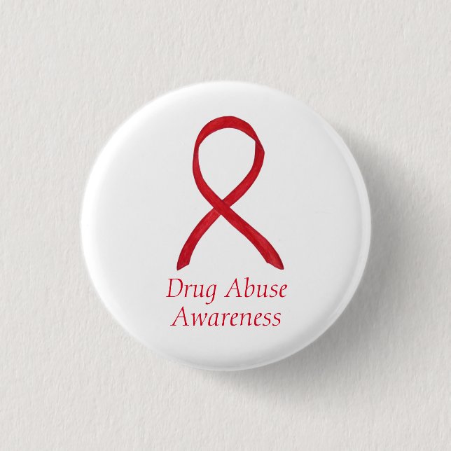 Drogenmissbrauch Bewusstsein Red Ribbon Custom But Button (Vorderseite)
